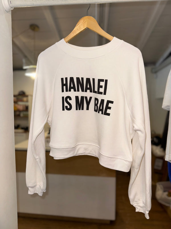 *NEW* Hanalei Is My Bae // White // Cropped Fleece