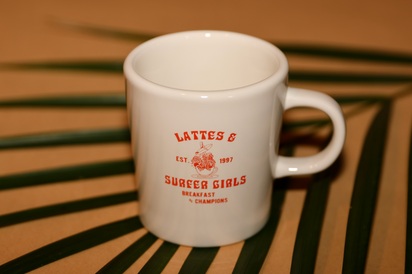 Surfer Girls + Lattes // Diner Mug // White