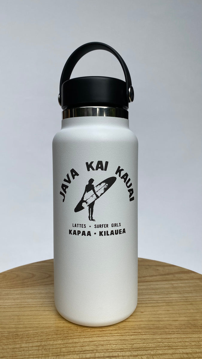 32oz Hydro // Lattes & Surfer Girls // White – Java Kai