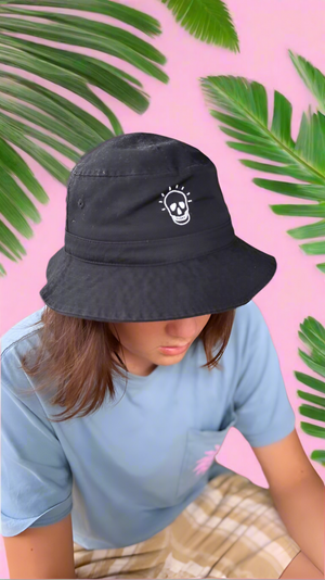 Sugar Skull Black Bucket Hat