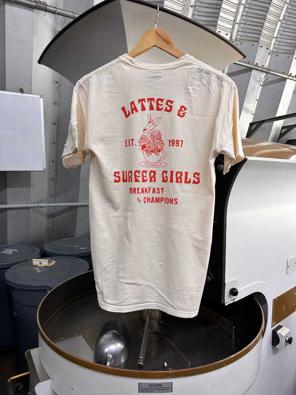 *NEW* Lattes & Surfer Girls // Cream T-Shirt