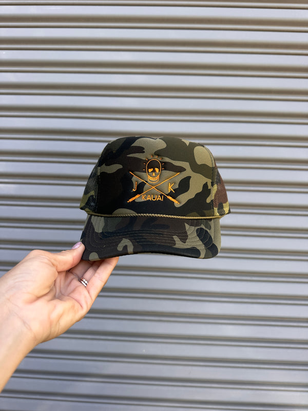 *NEW* Embroidered JK X SKULL Otto Trucker Hats