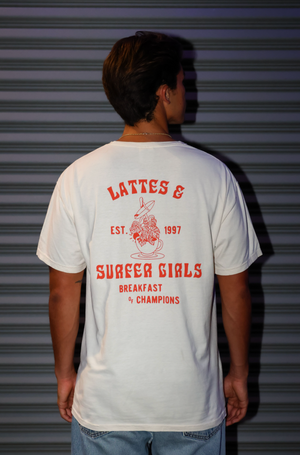 Lattes & Surfer Girls // Cream T-Shirt