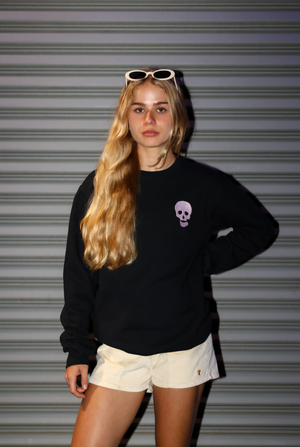 Pink Embroidered Java Kai Skull Pull Over Fleece // Unisex