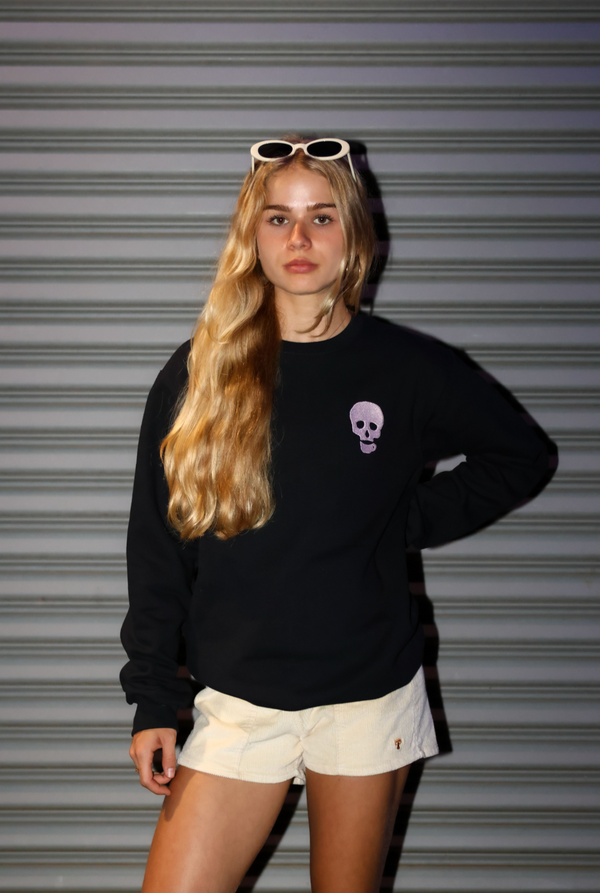 Pink Embroidered Java Kai Skull Pull Over Fleece // Unisex