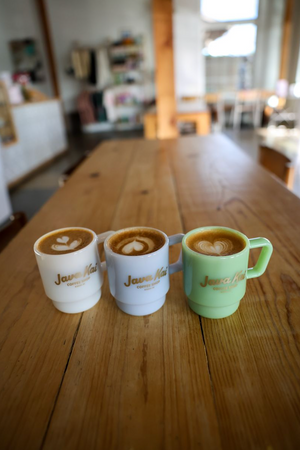 Java Kai Coffee Shop Kauai Milk Glasses