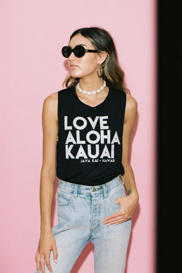 Love Aloha Kauai // Black // Muscle Tank
