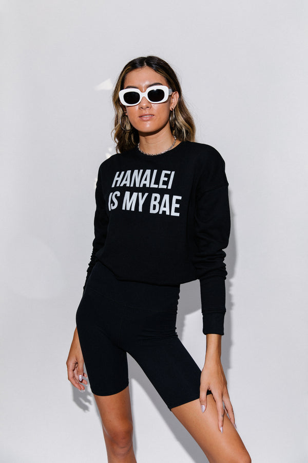 Hanalei Is My Bae // Black // Cropped Fleece